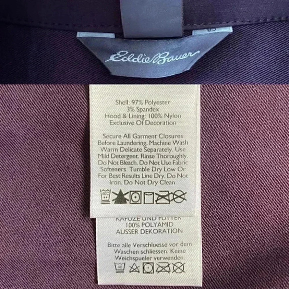 Eddie Bauer Softshell Utility Jacket Hooded Trench Coat Spring Fall Purple XS - Picture 12 of 15